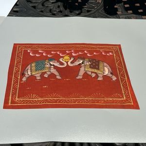 Vintage Hindu Persian Mughal Mogul Art Hand Made Painting on Fine Silk Cloth